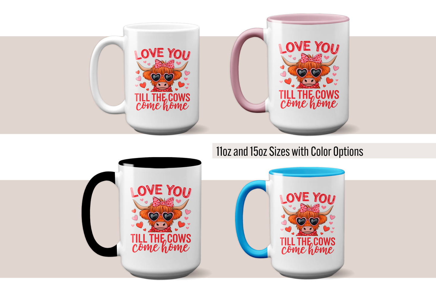 Cute "Love You Till the Cows Come Home" Cow Valentine’s Day Mug