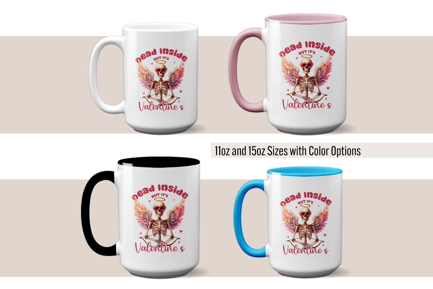Fun "Dead Inside, But It’s Valentine’s" Skeleton Angel Mug