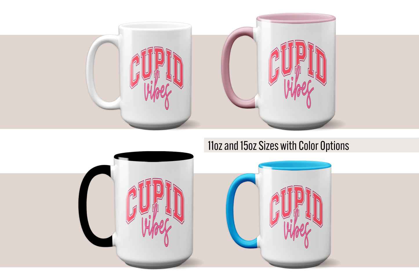 Fun "Cupid Vibes" Valentine’s Day Mug