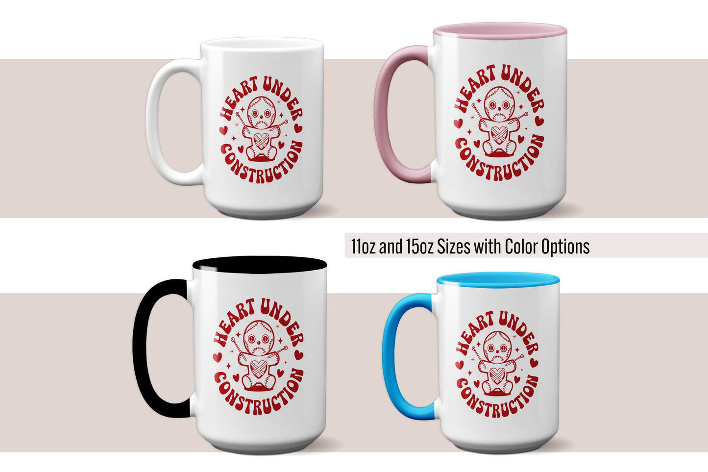 Fun "Heart Under Construction" Voodoo Doll Valentine’s Day Mug