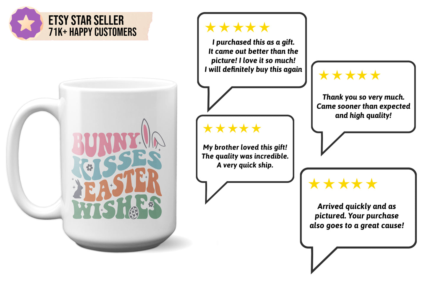 Cute "Bunny Kisses Easter Wishes" Mug