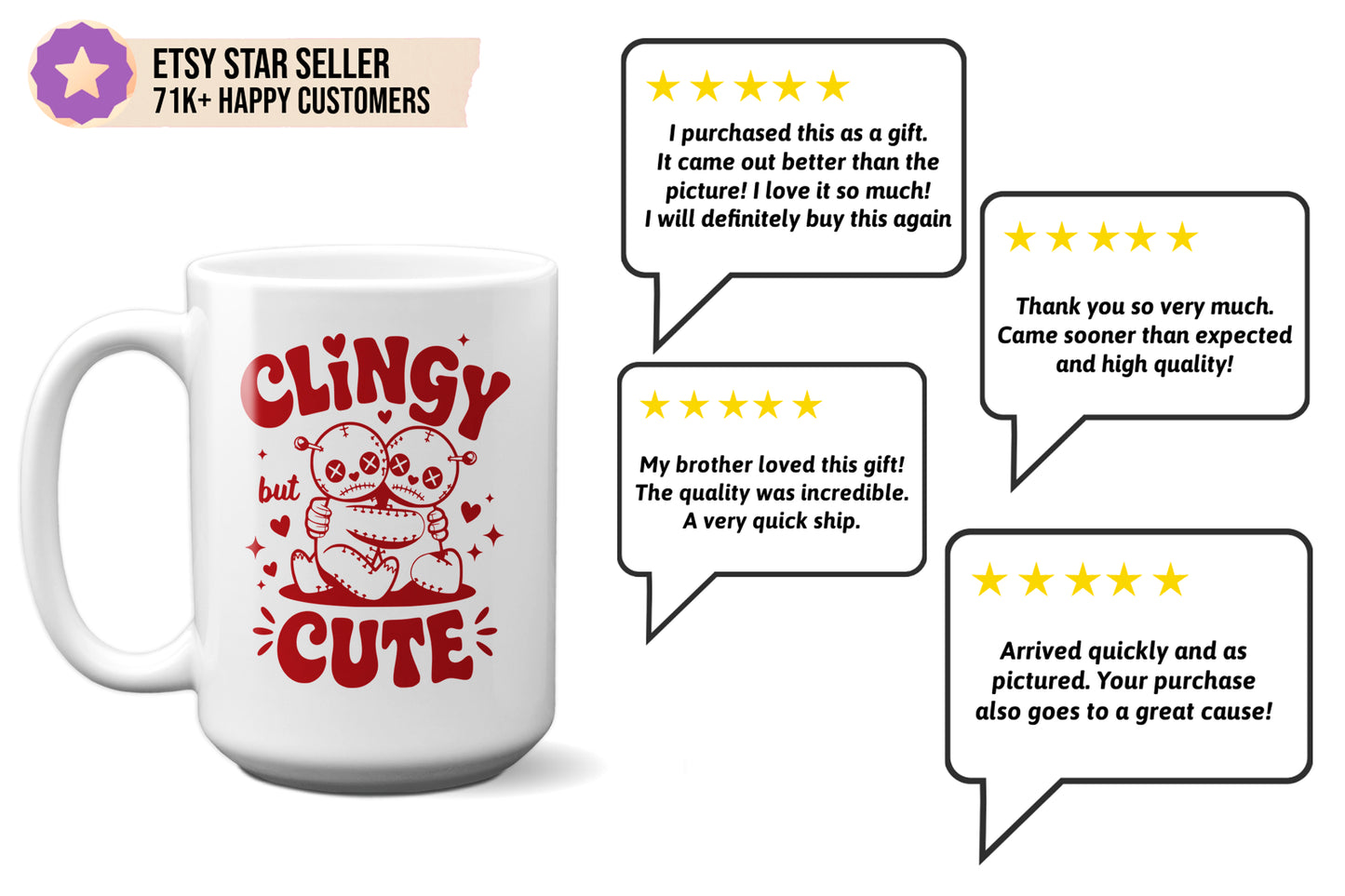 Fun "Clingy but Cute" Voodoo Doll Valentine’s Day Mug