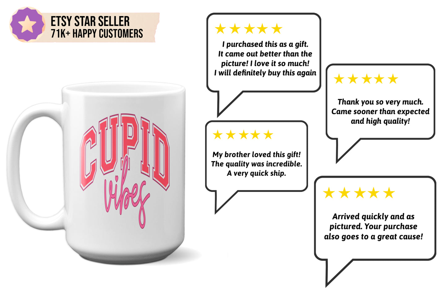 Fun "Cupid Vibes" Valentine’s Day Mug