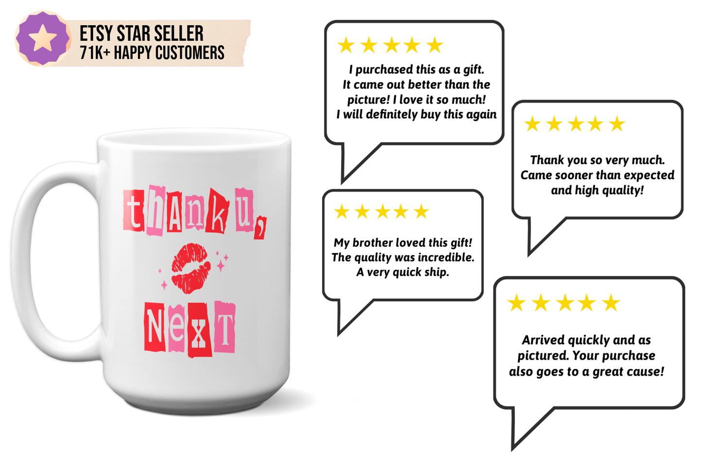 Fun "Thank U, Next" - Valentine’s Day Mug with Kiss