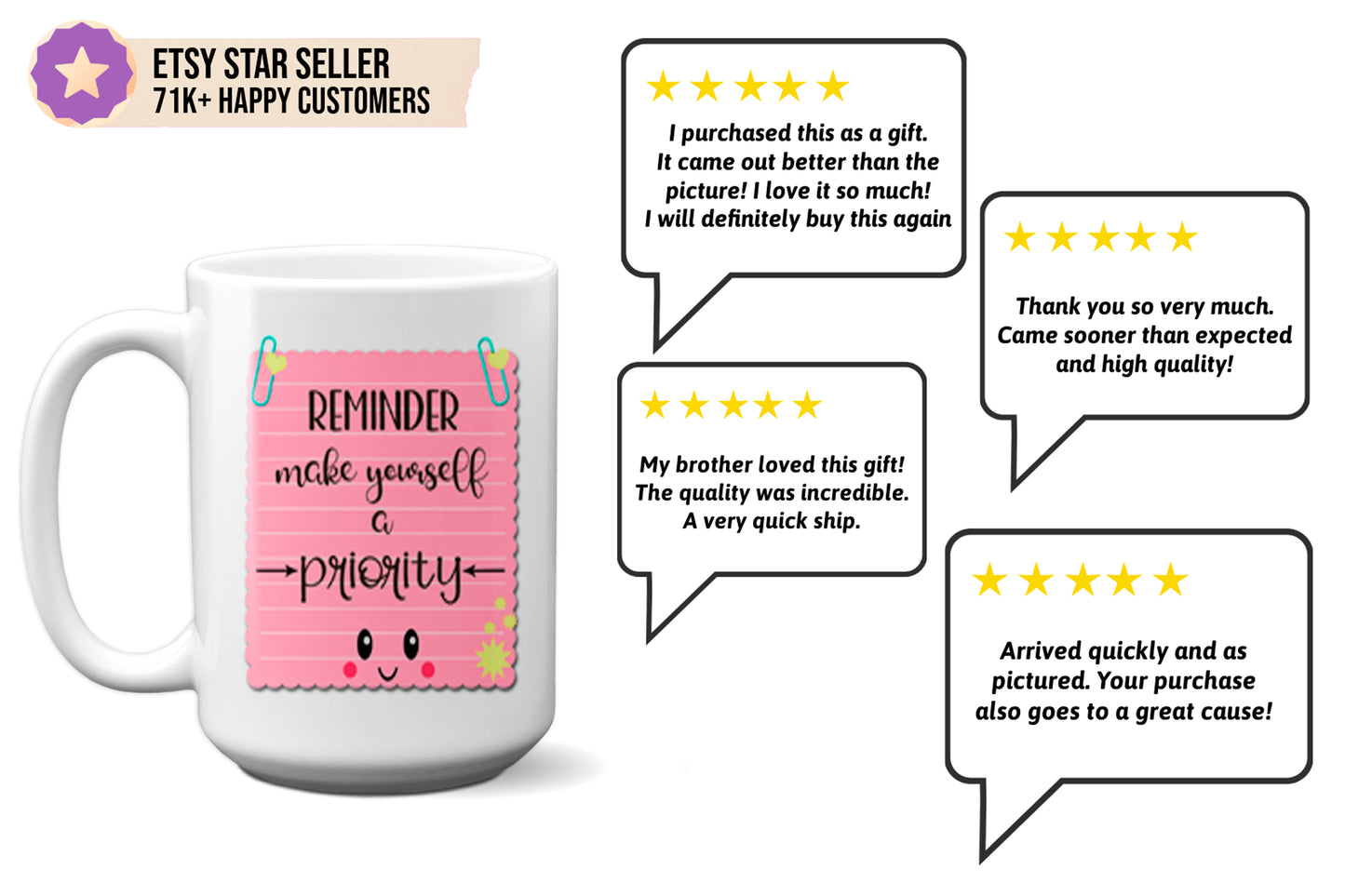 Unique Mug "Reminder: Make Yourself a Priority"