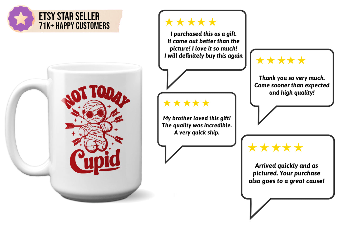 Fun "Not Today, Cupid" - Voodoo Doll Valentine’s Day Mug