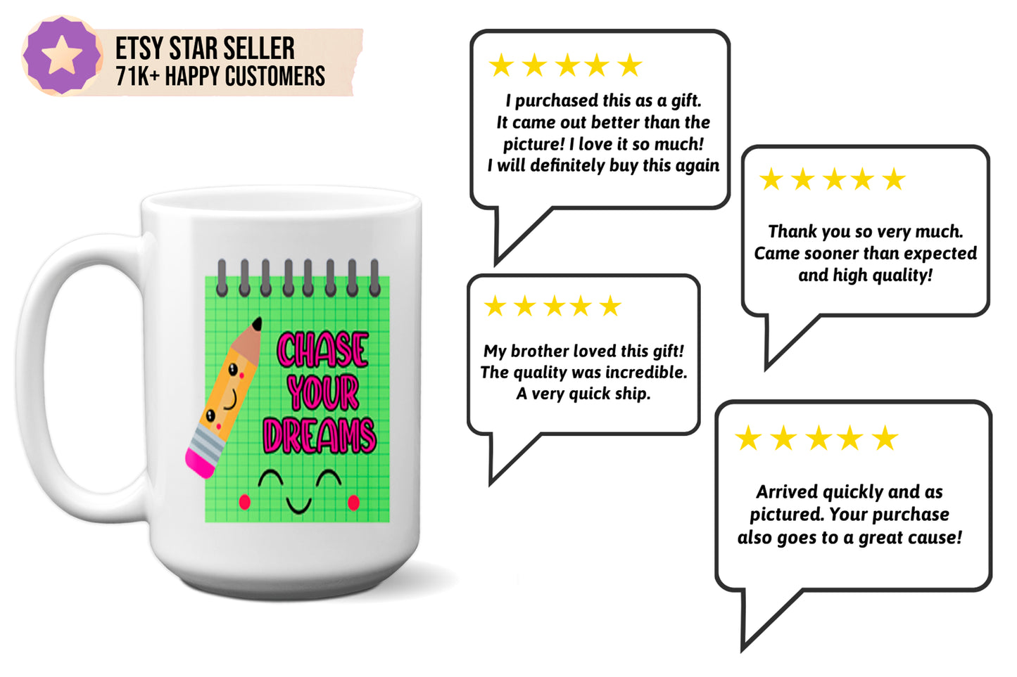 Fun "Chase Your Dreams" Mug - Unique Self-Love Mug