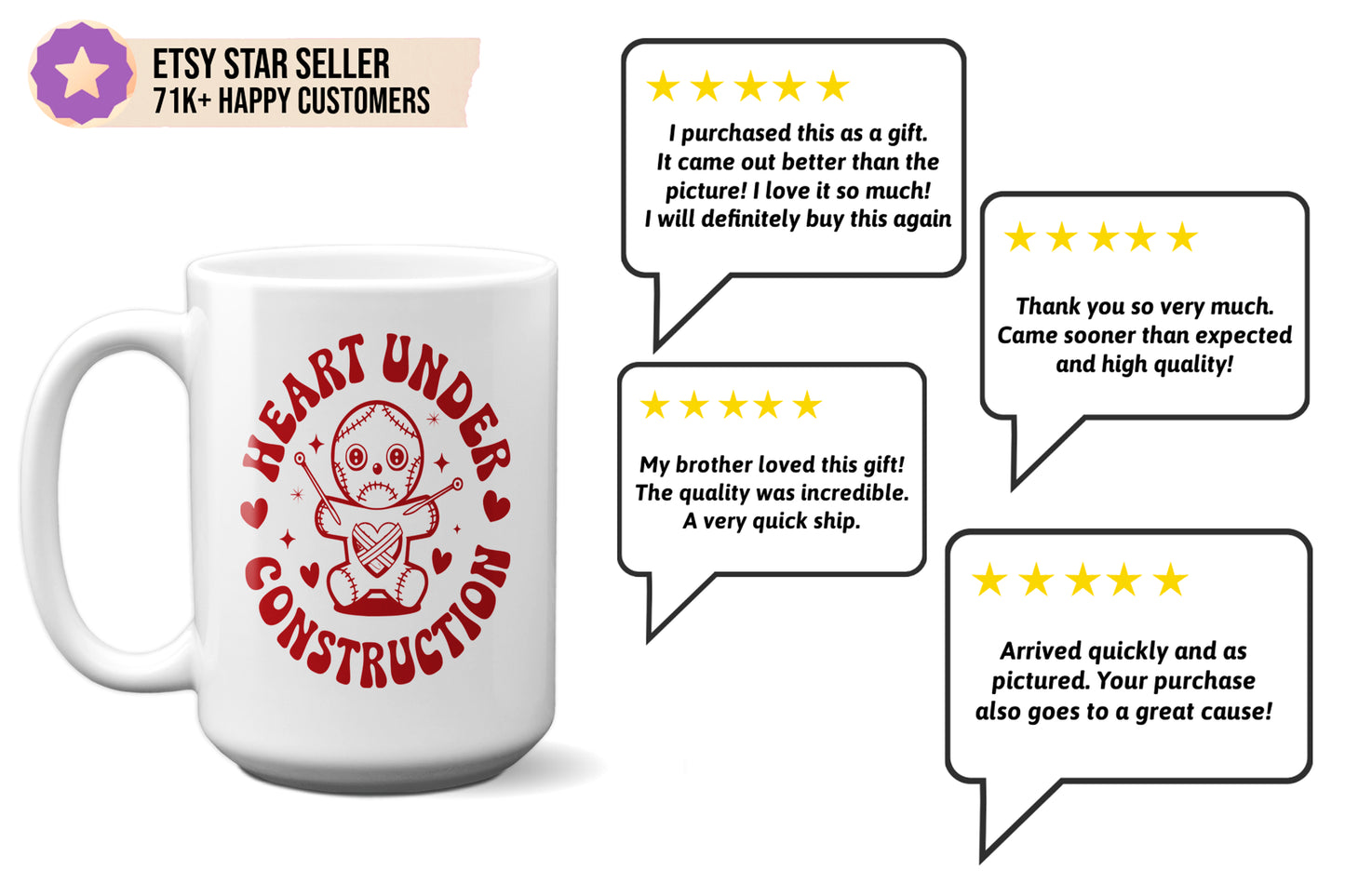 Fun "Heart Under Construction" Voodoo Doll Valentine’s Day Mug