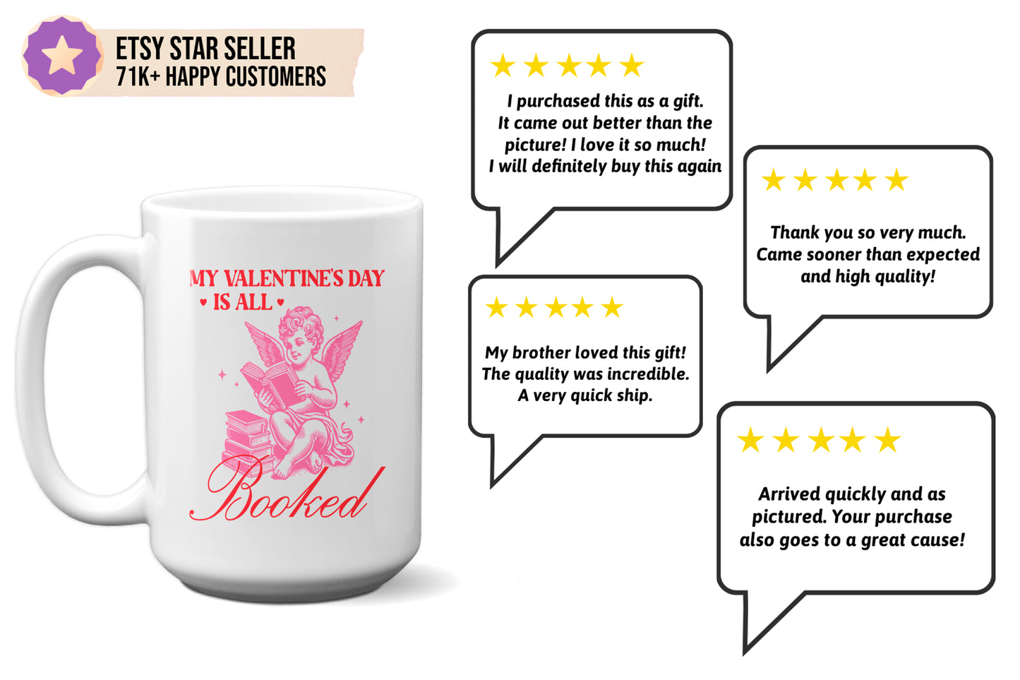 Fun "My Valentine’s Day Is All Booked" - Cupid Reading Mug