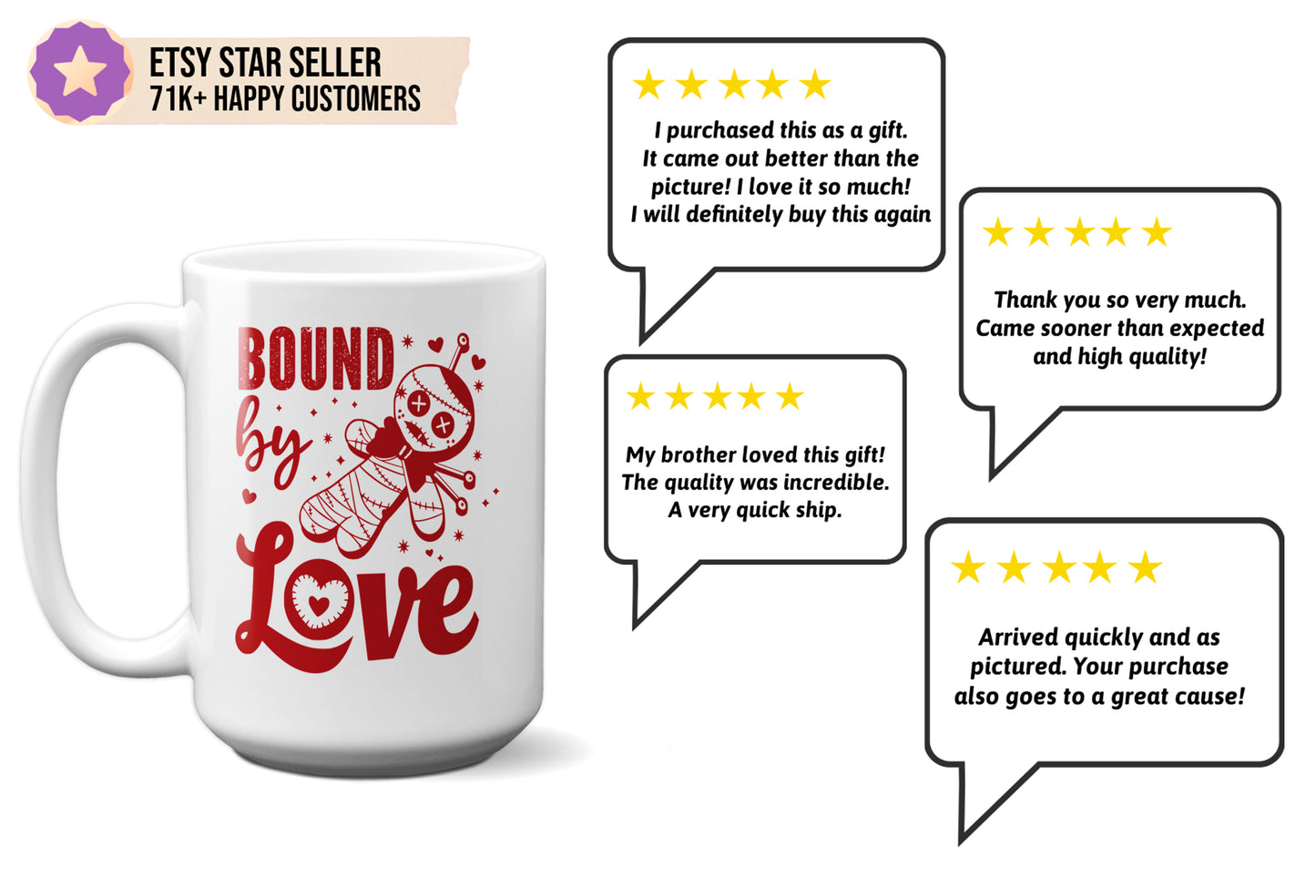 Funny "Bound by Love" Voodoo Doll Valentine’s Day Mug