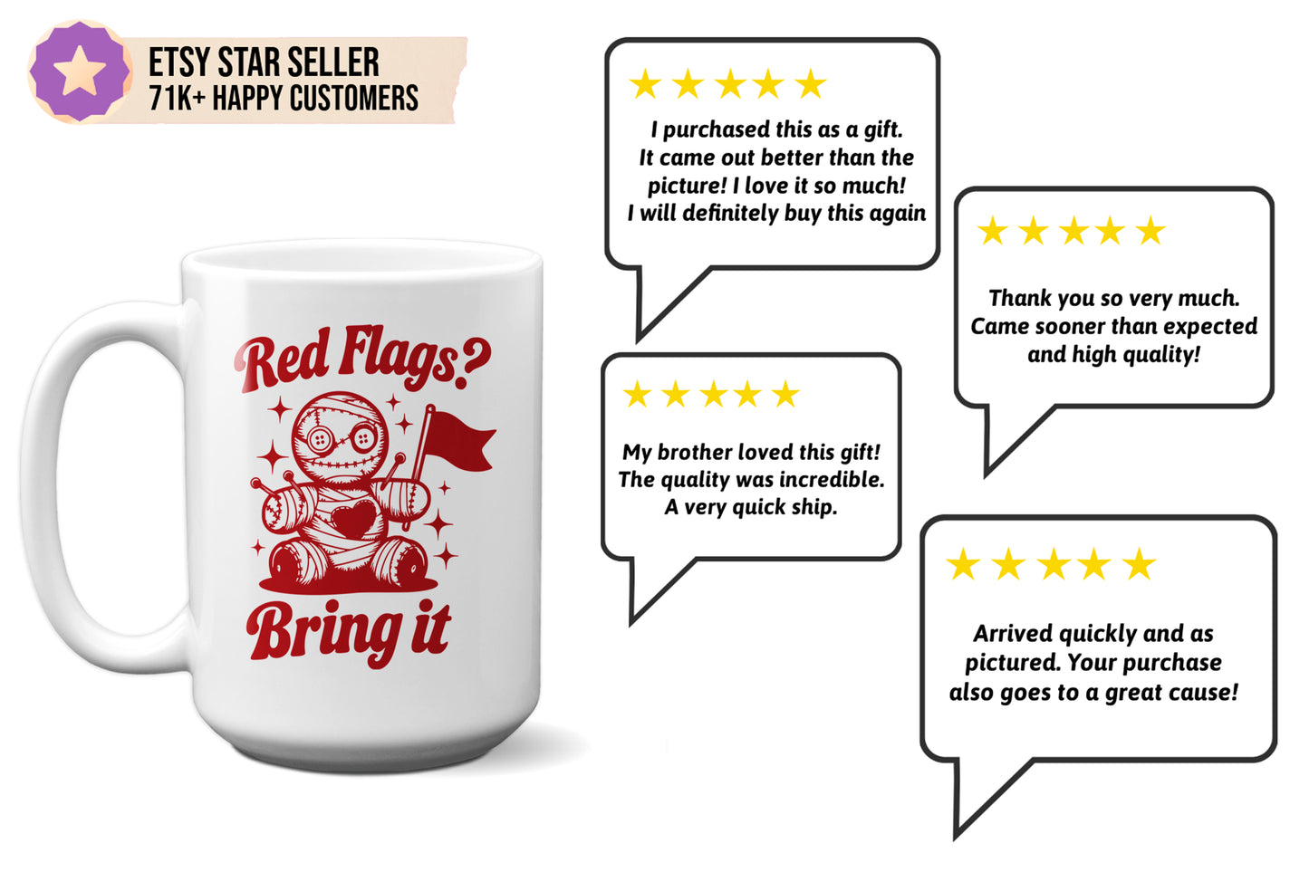 Fun "Red Flags? Bring It!" Voodoo Doll Valentine’s Day Mug
