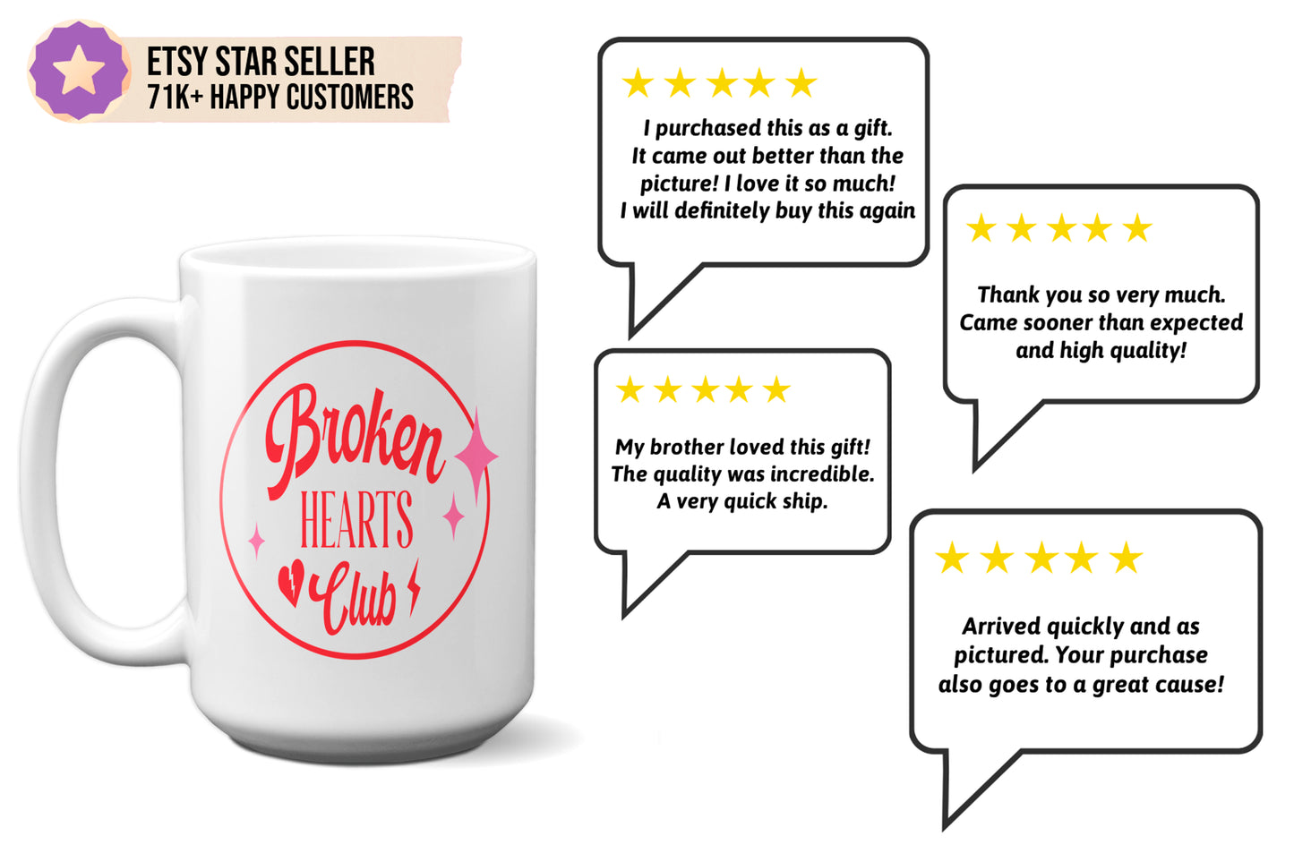 Fun "Broken Hearts Club" - Valentine’s Day Mug