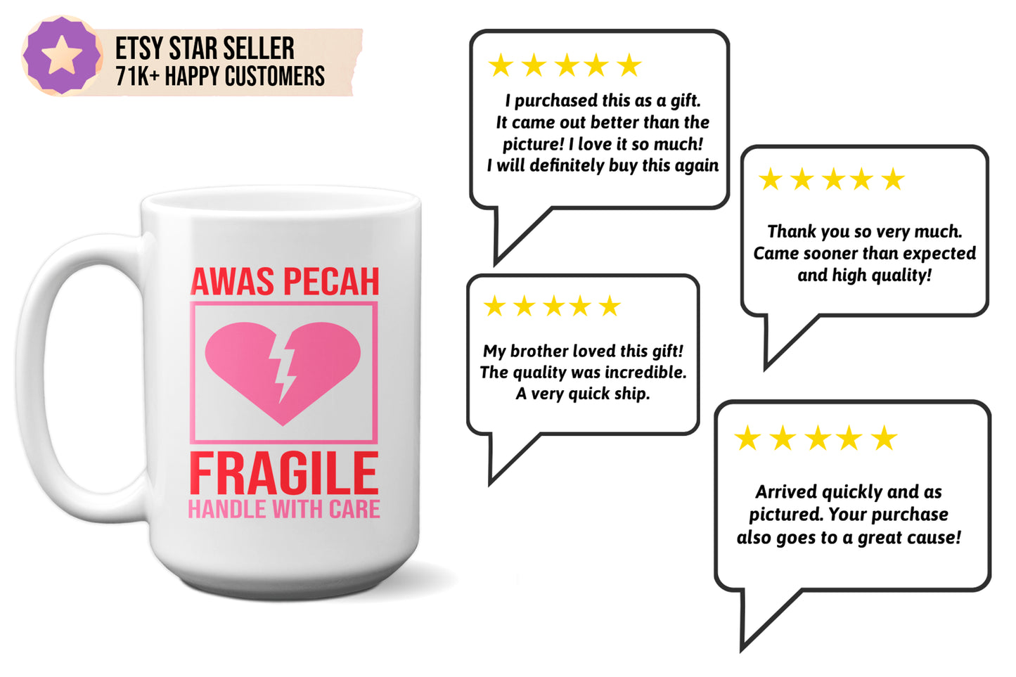 Fun "Awas Pecah Fragile - Handle with Care" Valentine’s Day Mug
