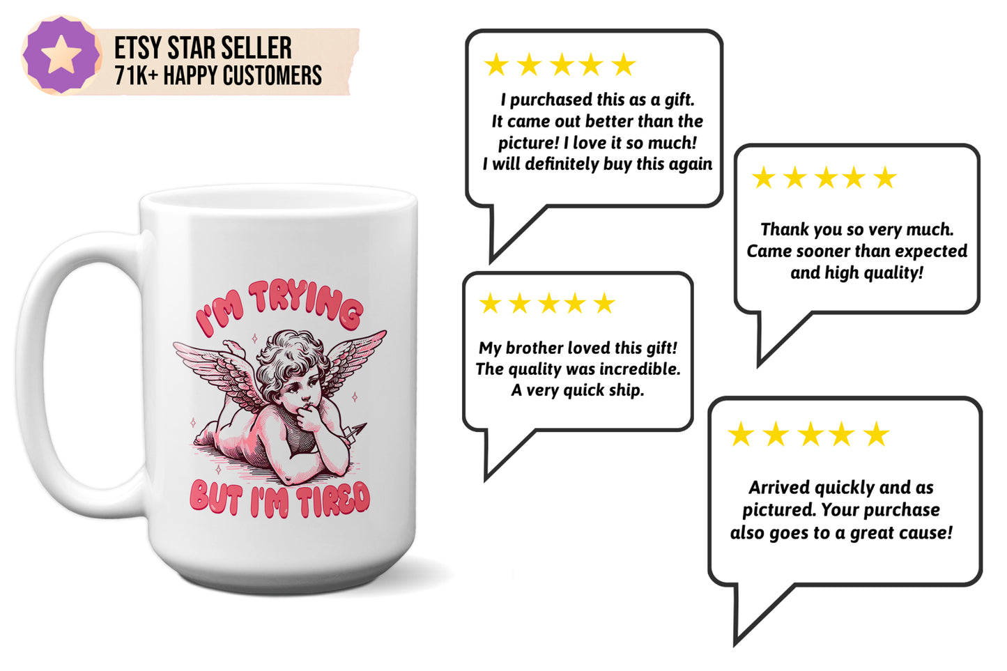 Funny "I’m Trying but I’m Tired" Valentines Mug