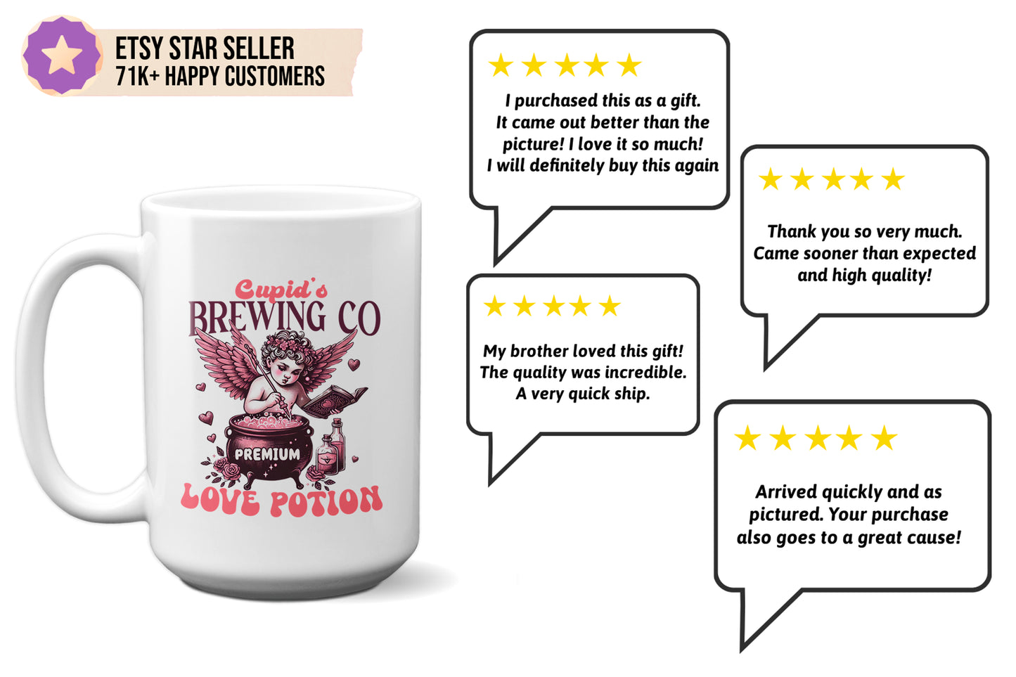 Cute "Cupid’s Brewing Co." Valentines Mug