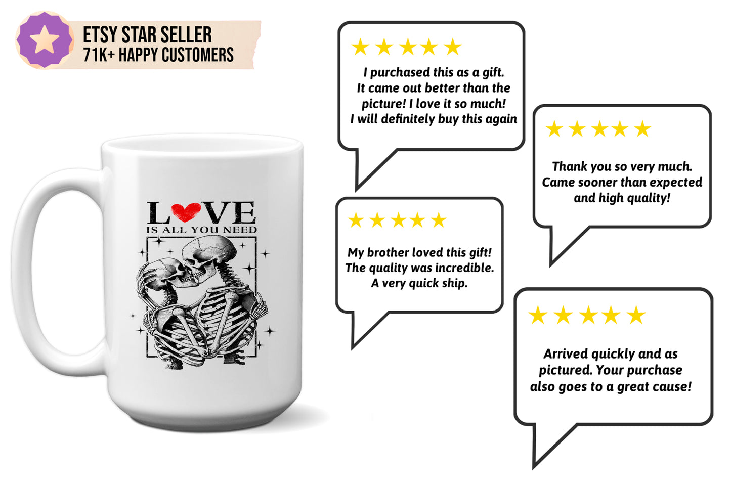 New "Love Is All You Need" Mug with Skeletons - A Unique Valentine’s Day Gift