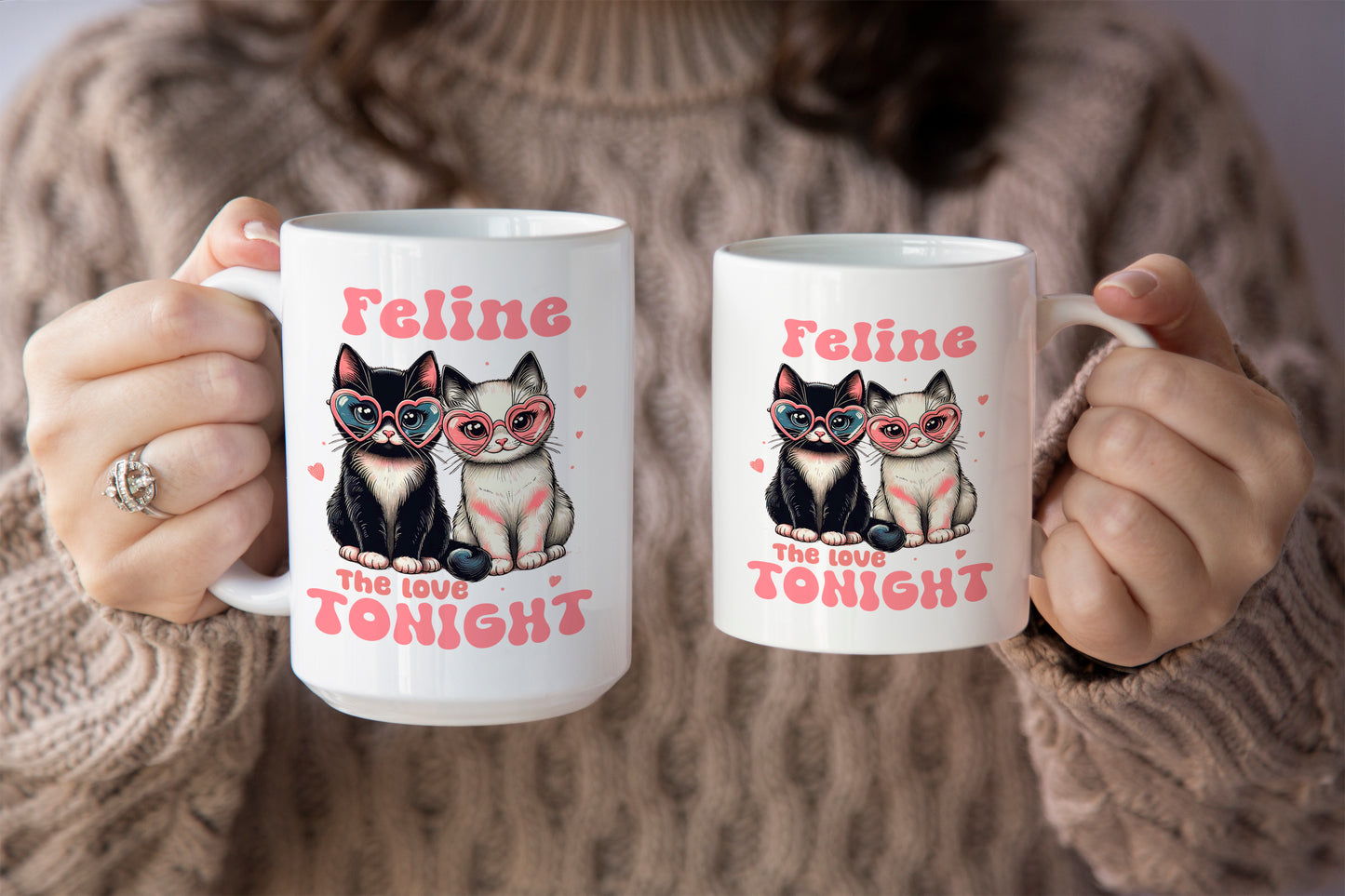 Cat Lover "Feline the Love Tonight" Mug with Cats