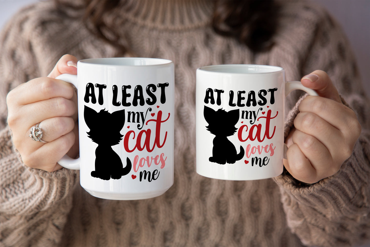 Cute "At Least My Cat Loves Me" Valentine’s Day Mug