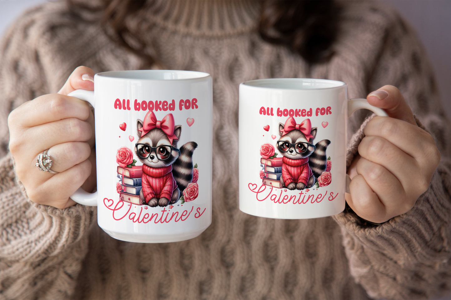 Fun "All Booked for Valentine’s" Raccoon & Books Mug