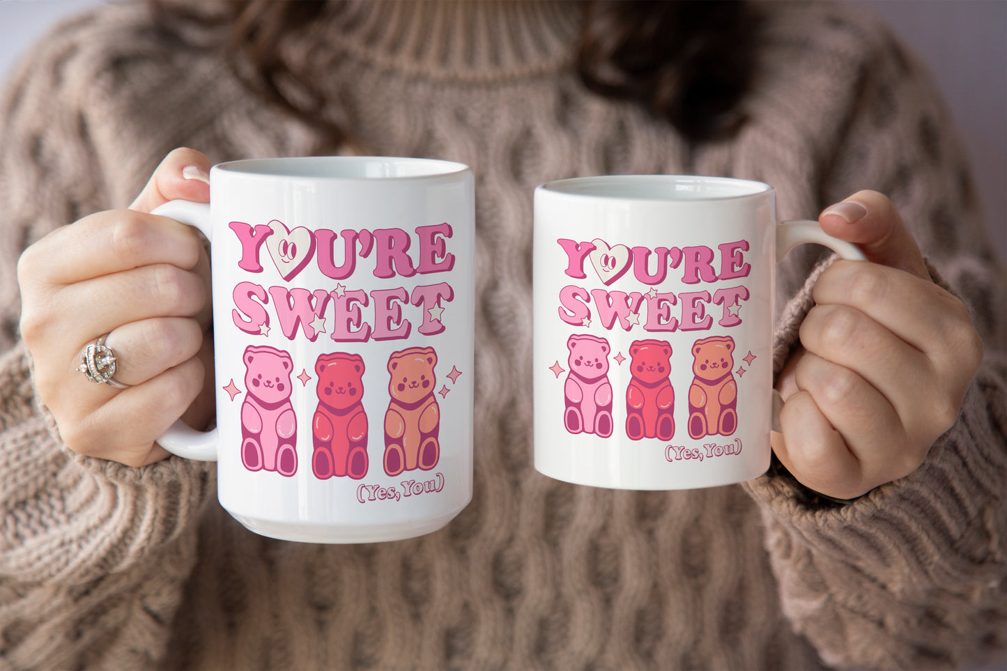 Fun "You're Sweet (Yes, You)" Gummy Bear Valentine's Day Mug