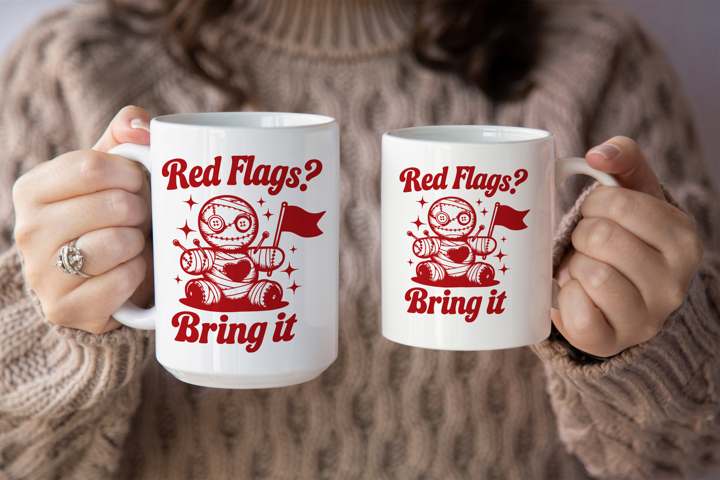 Fun "Red Flags? Bring It!" Voodoo Doll Valentine’s Day Mug