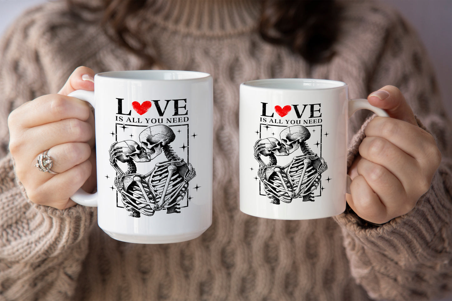 New "Love Is All You Need" Mug with Skeletons - A Unique Valentine’s Day Gift