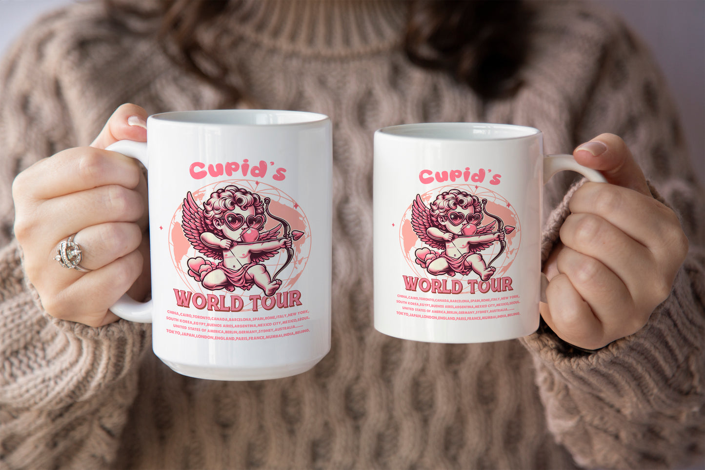 Unique "Cupid’s World Tour" Valentines Mug