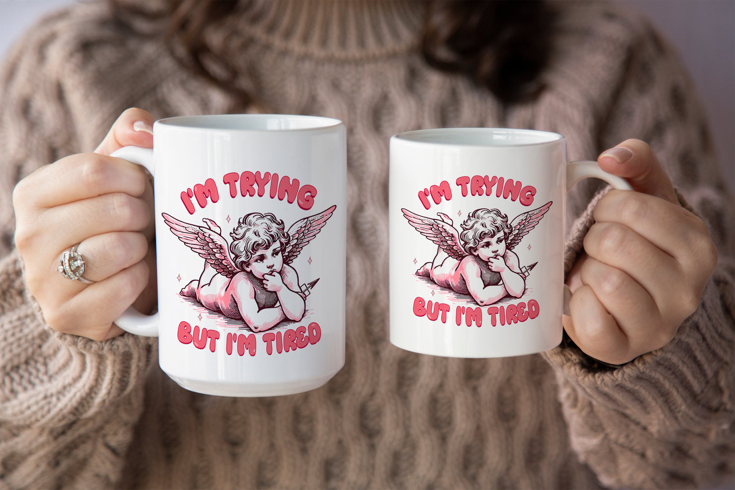 Funny "I’m Trying but I’m Tired" Valentines Mug