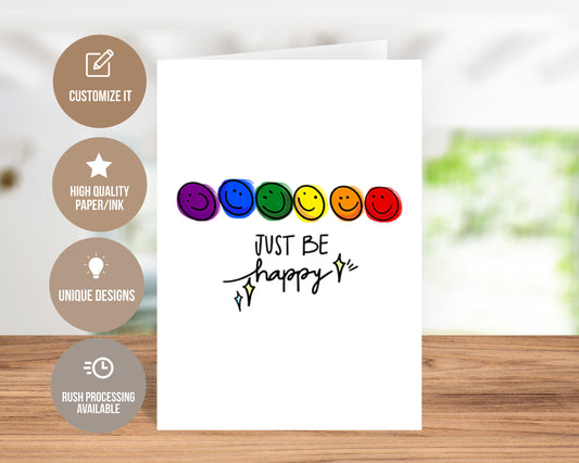 Just Be Happy Pride Awareness Card