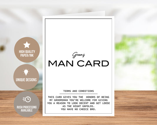 Man Card-Groomsman Invitation-Traditional Card