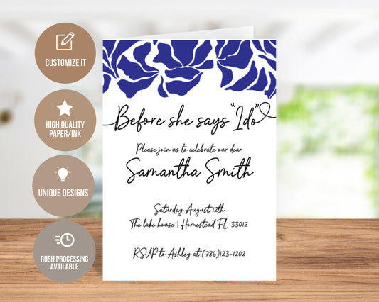 Blue Top Bridal Shower Invitation Greeting Card