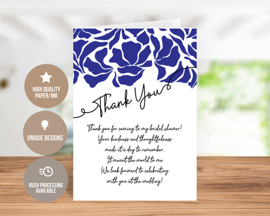 Blue Top Thank You Bridal Shower Greeting Card