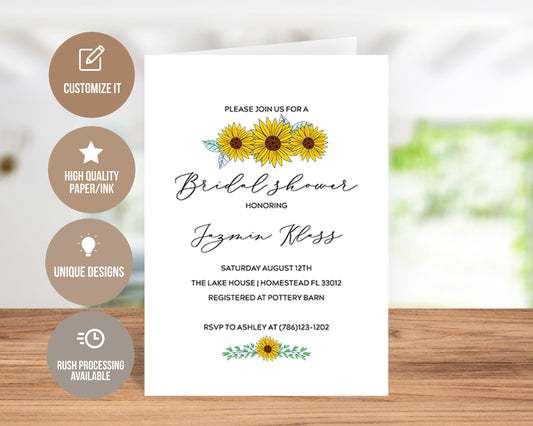 Sunflower Bridal Shower Invitation Greeting Card