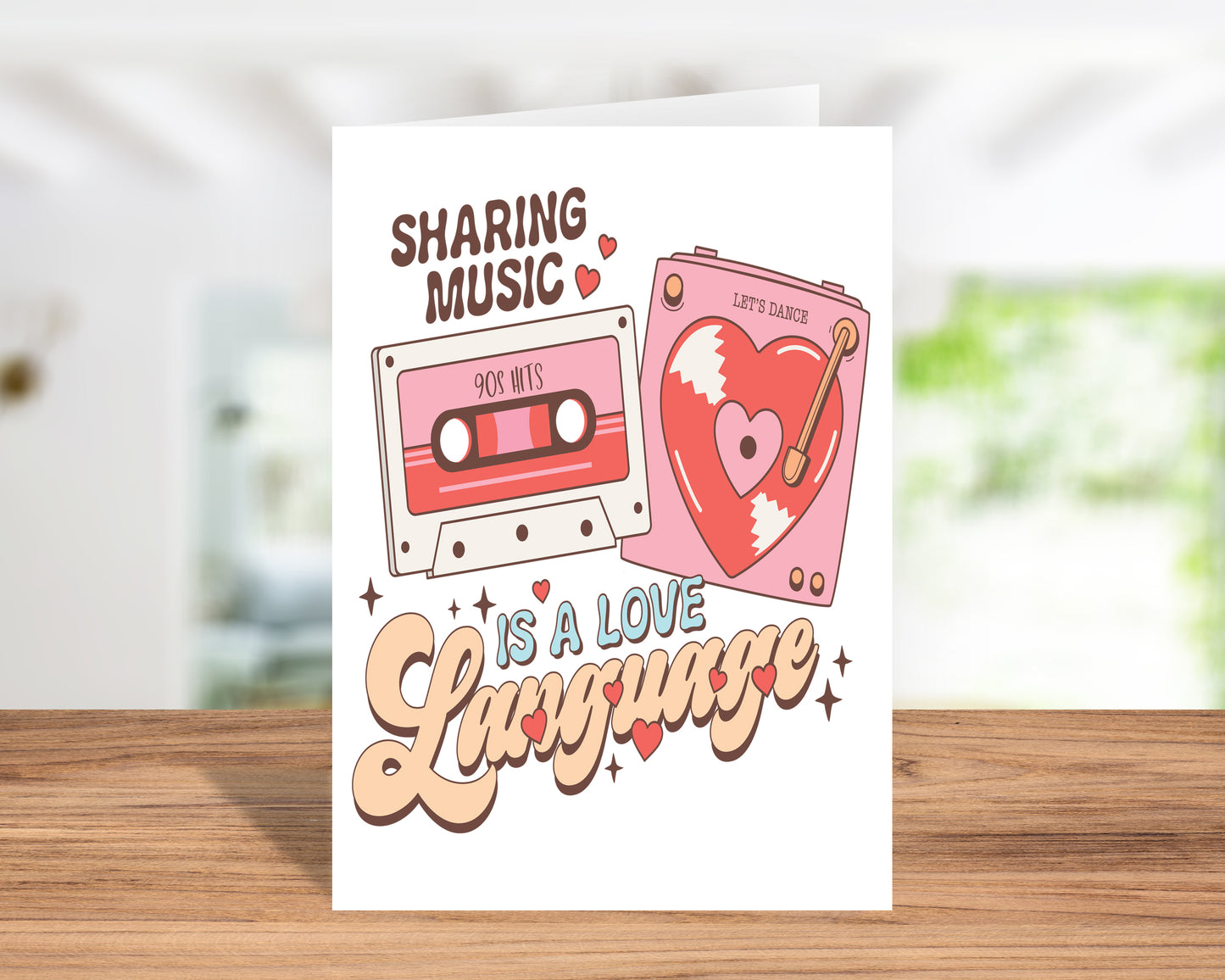 Fun "Sharing Music Is a Love Language" Retro Valentine’s Day Card