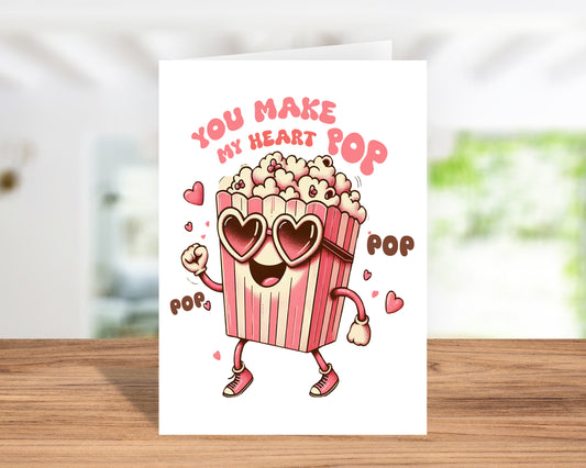 Fun "You Make My Heart Pop" Valentine’s Day Card