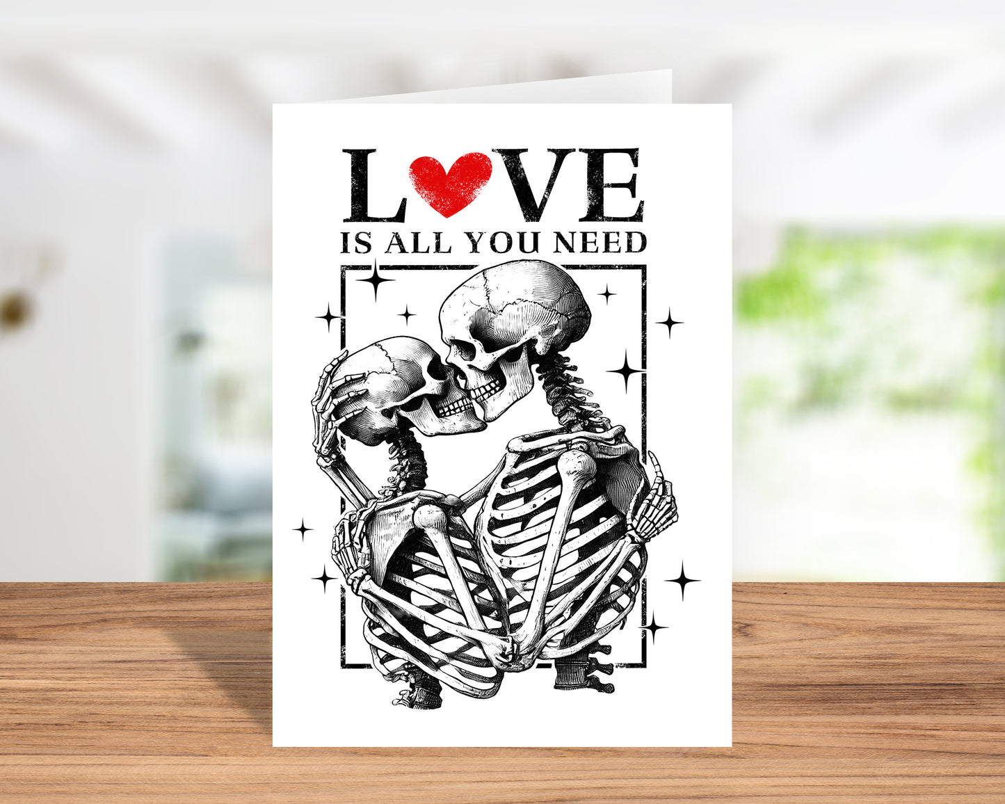 Fun "Love Is All You Need" Skeleton Valentine’s Day Card