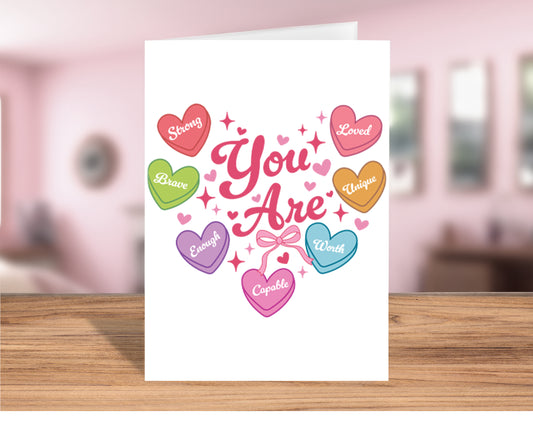 Cute "You Are Loved: Heart of Affirmations Greeting Card"