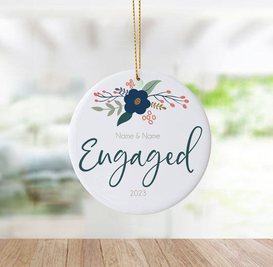 Floral Christmas Engagement Ornament