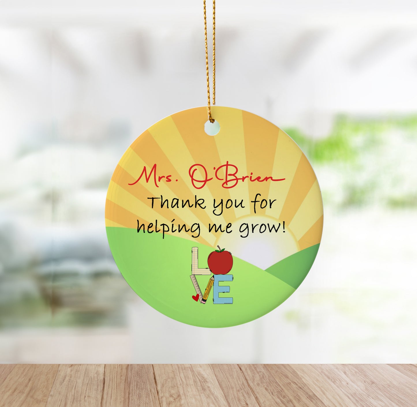 Custom Thank You for Helping Me Grow Teacher Ornament