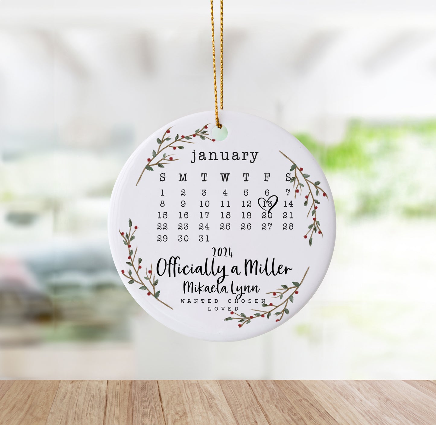 Customized "Officially A Family Name" Adoption Ornament