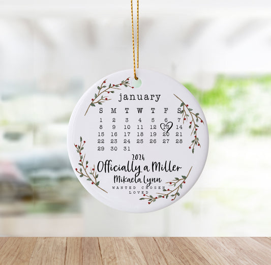 Customized "Officially A Family Name" Adoption Ornament