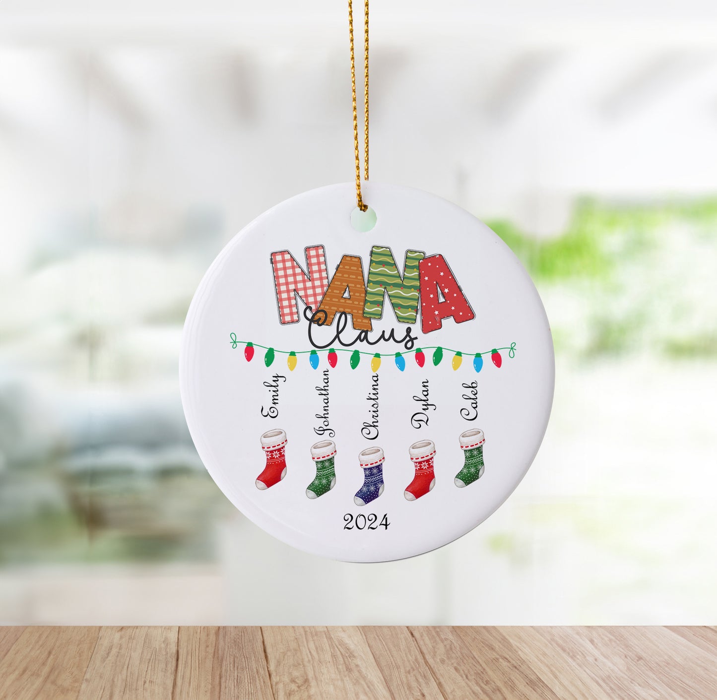 Nana Claus Christmas Stockings Custom Ornament