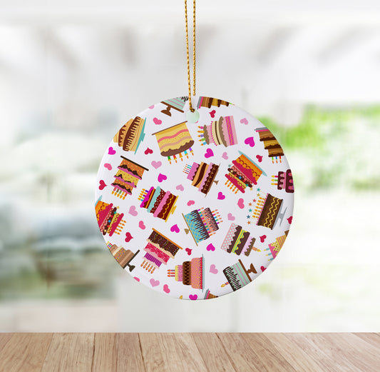 Pink Christmas Cake Ornament