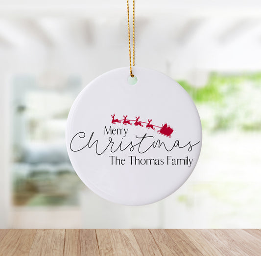 Personalized Merry Christmas Family Name Ornament