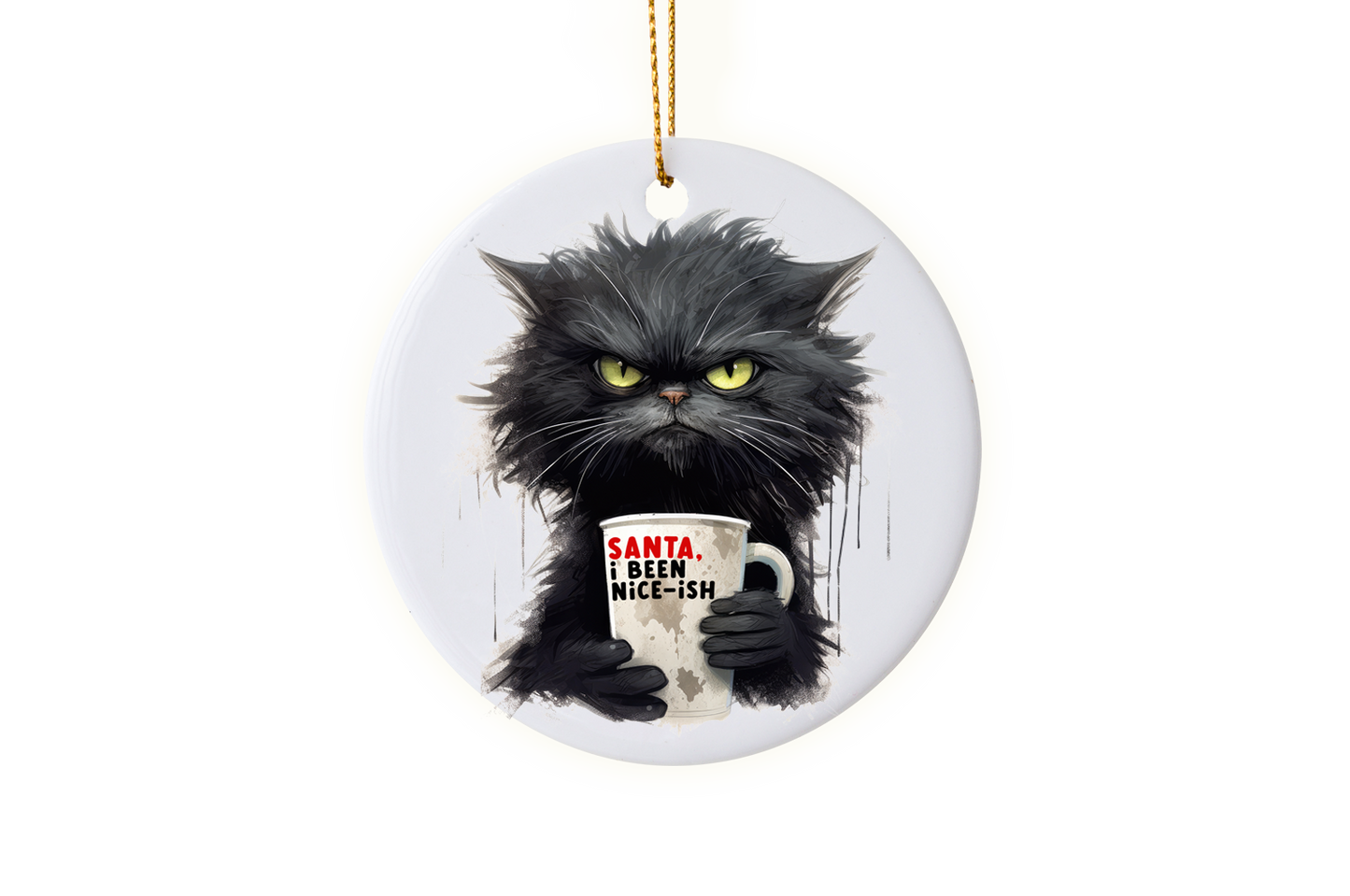 Funny "Santa, I've been Nice-ish" Grumpy Cat Ornament