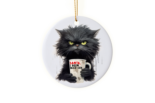 Funny "Santa, I've been Nice-ish" Grumpy Cat Ornament