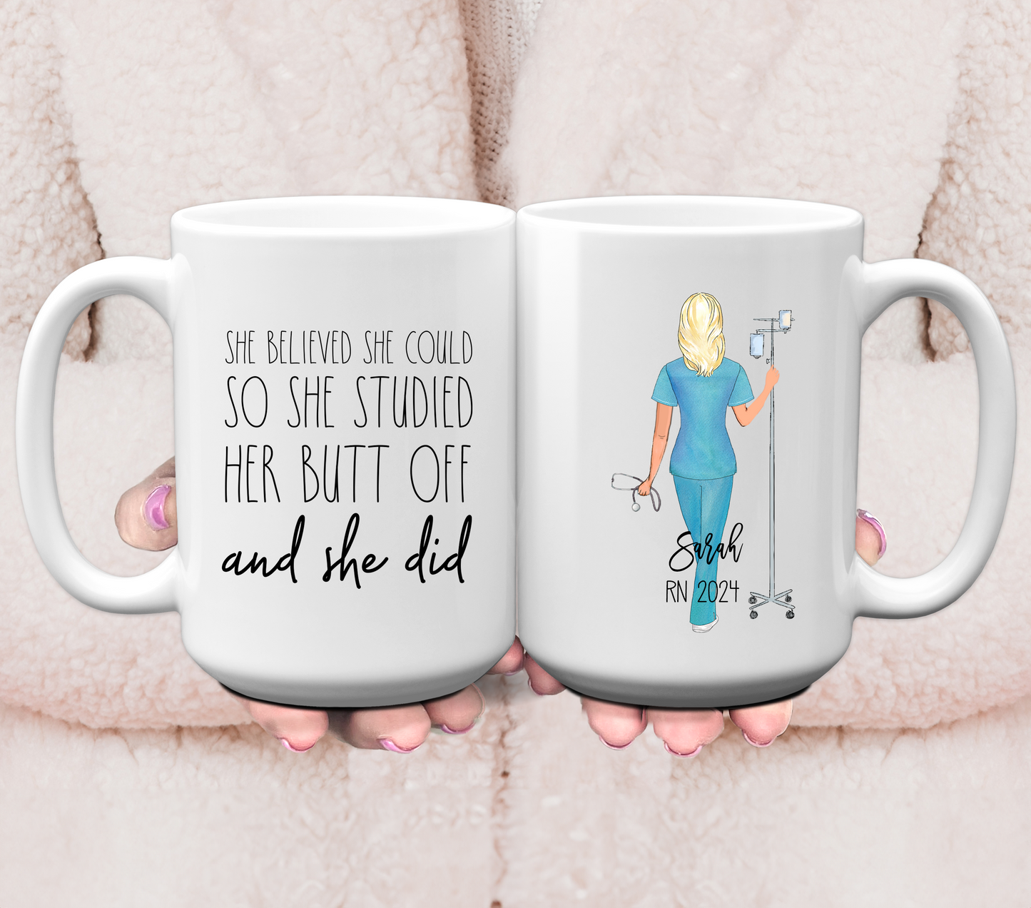 She Believed She Could So She Studied Her Butt Off - Personalized Mug