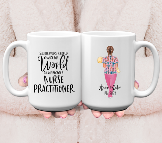 She Believed She Could Nurse Practitioner Graduation - Personalized Mug