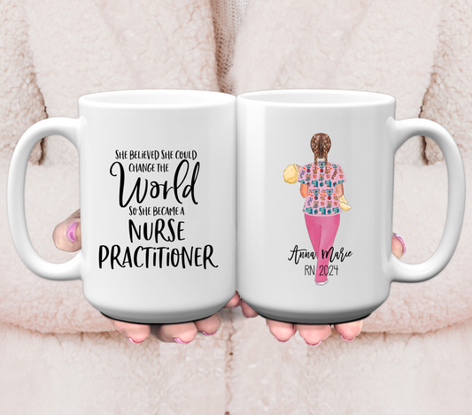 She Believed She Could Nurse Practitioner Graduation - Personalized Coffee Mug