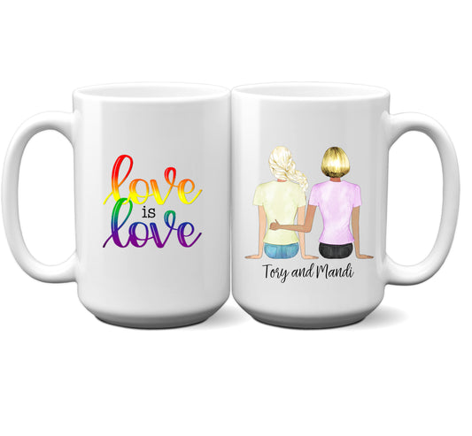 Love Is Love Girl Couple Personalized Mug